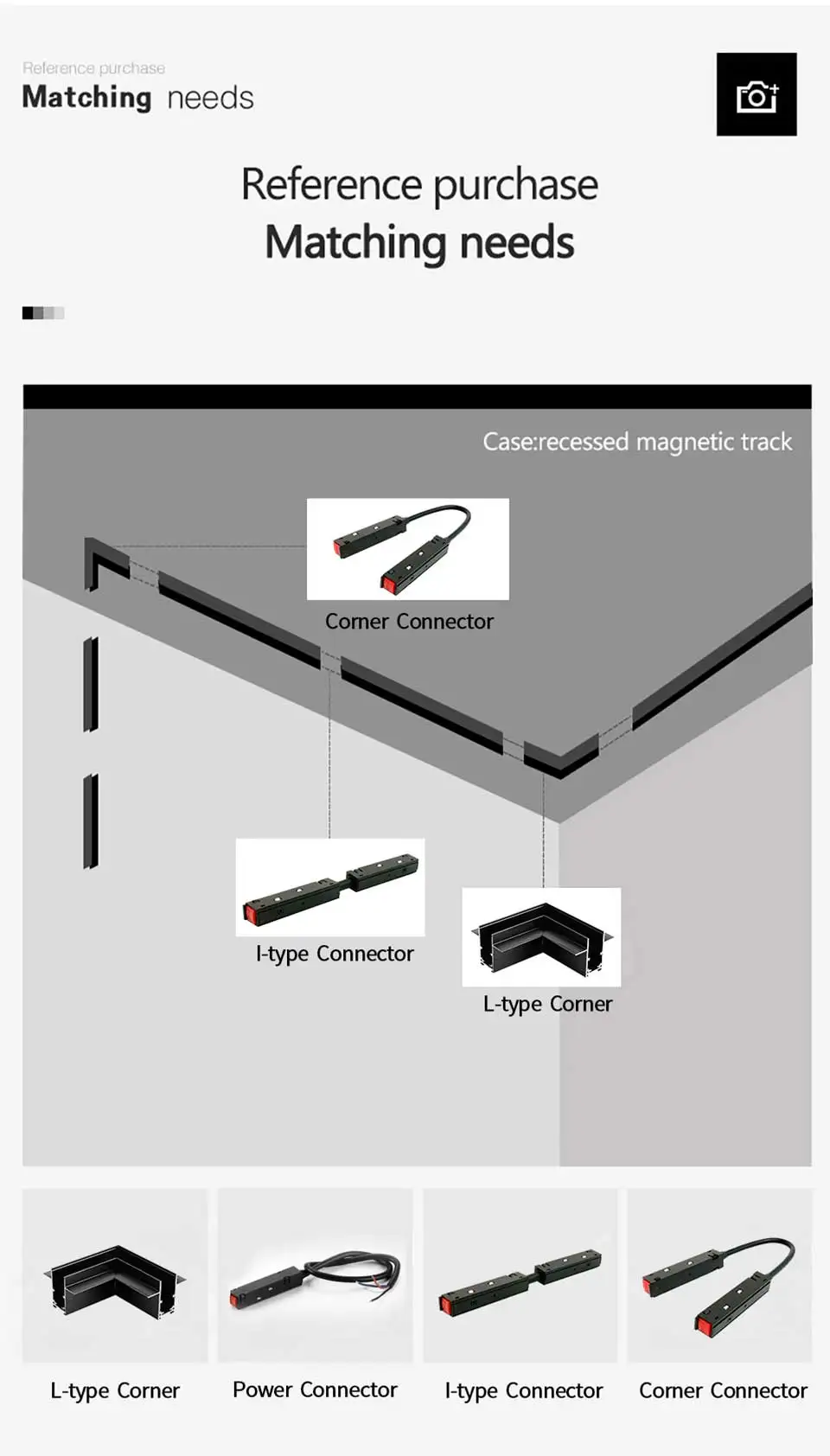 Description Picture 5 of item2 Meter Recessed Magnetic Track Lighting System Accessories For Kitchen Living Room Bedroom Ceiling Embedded 2m Magnet Rail Kits