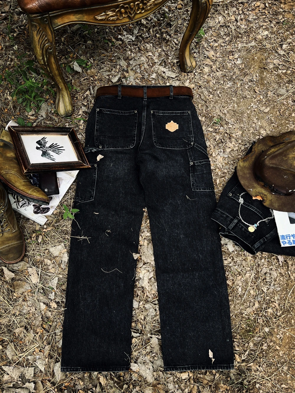 Tailor Brando B01 Lumberjack Pants 12.8OZ Denim YKK Zipper Washed Distressed Vintage Men's Jeans 2