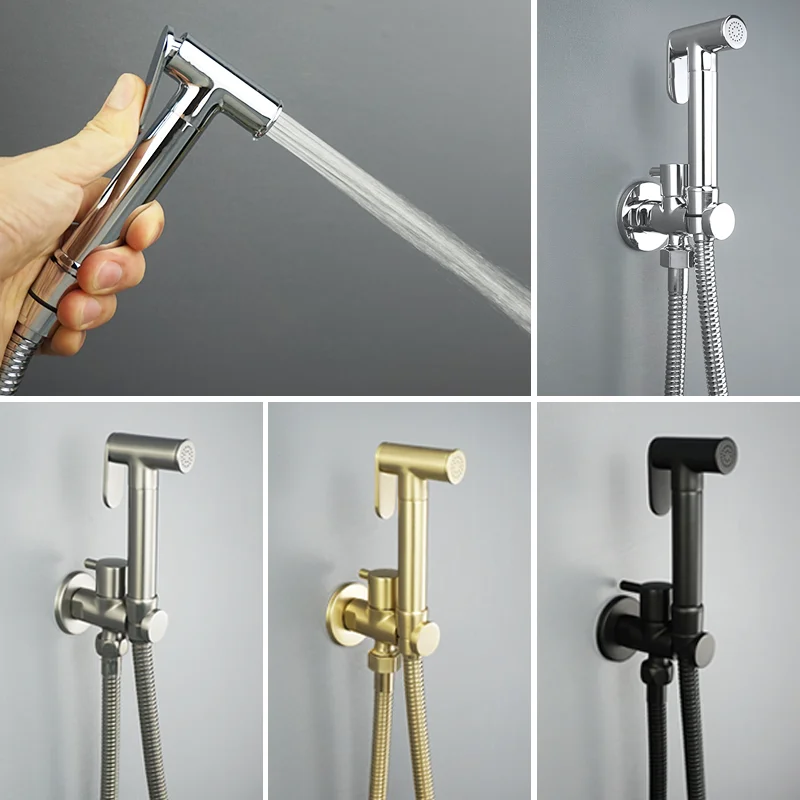 

Brushed gold chrome black brass handheld toilet bidet spray accessories bidet faucet bathroom spray shower self-cleaning