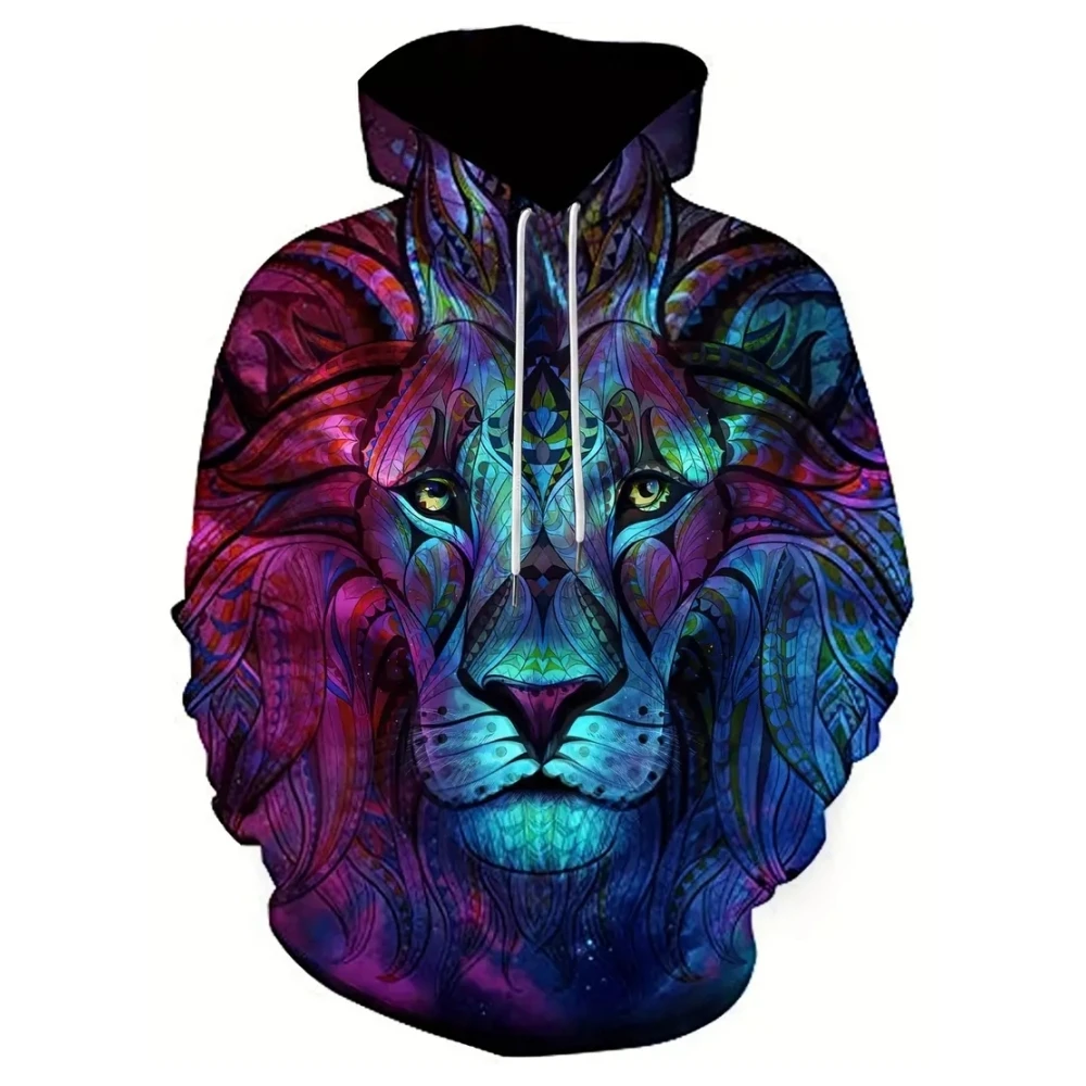 

3d Lion Print Hoodeies For Men Fashion Elegant Social Street Clothing Autumn Long Sleeve Sweatshirt Harajuku Loose Oversized