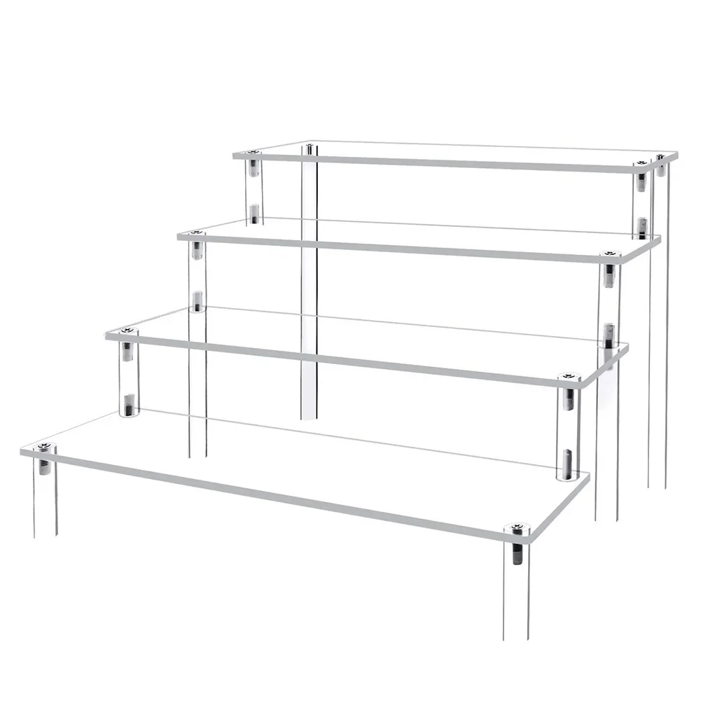 Acrylic Display Risers Clear 4 Tier Perfume Display Holder 30CM Toys Retail Display Rack Jewelry Rack for Decorating/Organizing 3