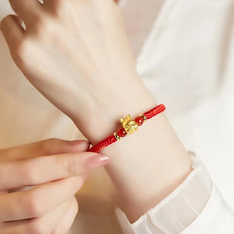Constellation Zodiac Sign Braided Animal Bracelet Men Women Red Rope Gold Color Beads Bracelet Bangle Gift Jewelry 12