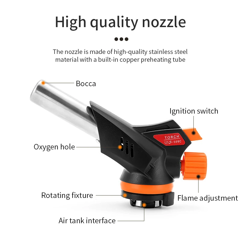 Welding Gas Torch Flame Gun Burner Nozzle Flamethrower Butane Burner Outdoor Camping BBQ Brazing Torch Kitchen Cooking