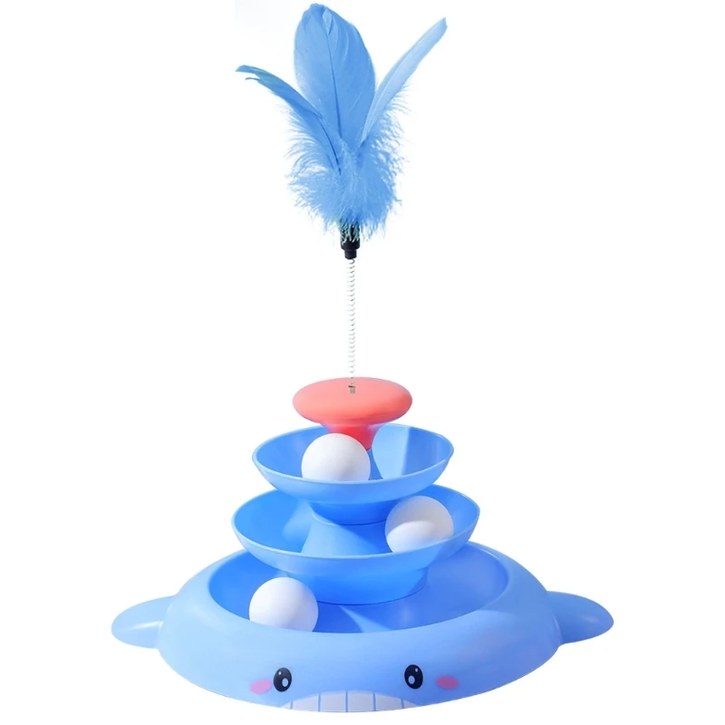 

Игрушка для кошек, башня с шариками и трек, Интерактивная игрушка, 3-уровневый поворотный стол с 3 шариками 090C