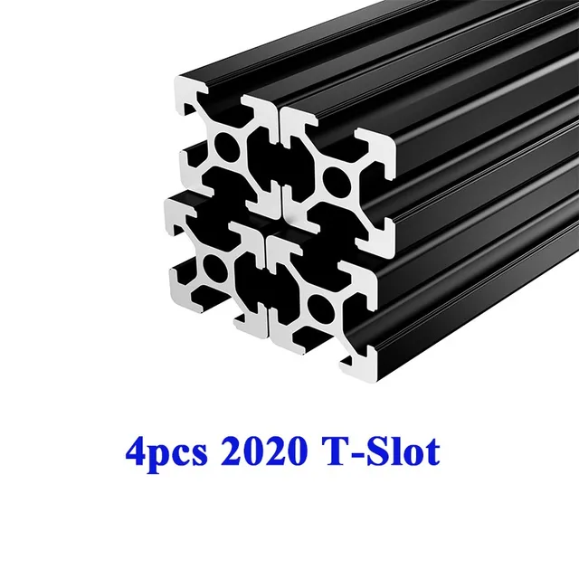 4pcs 2020 T-Slot อลูมิเนียม Extrusion โปรไฟล์ 20x20 มม.มาตรฐานยุโรป Anodized Linear Rail สําหรับ 3D ชิ้นส่วนเครื่องพิมพ์ DIY เงินสีดํา 1
