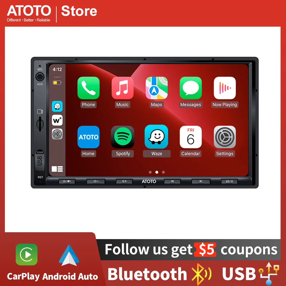 ATOTO 7inch 2 DIN Android Bluetooth Car Stereo w/ Android Auto& Wireless  CarPlay