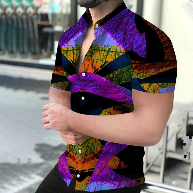 Summer Fashion Men's Social shirts Turn-down Collar Buttoned Shirt Casual Starry Sky Print Short Sleeve Tops Mens Clothing S-4XL DX-1438