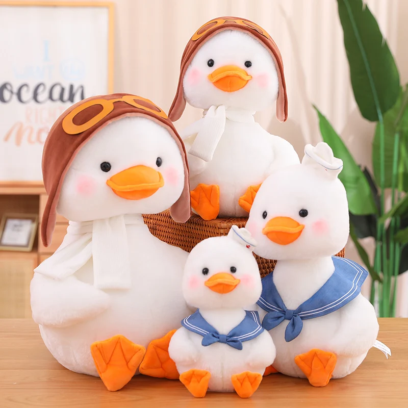 

25-55cm Kawaii Dressed Up Duck Doll Plush Toy Soft Cute Duck With Hat Scarf Appease Toys for Kids Girls Birthday Gift Decor