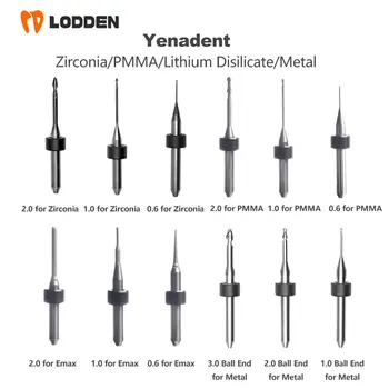 Yenadent Dental Lab Milling Burs for Lithium Disilicate Zirconia PMMA Metal D4 DC NC Coating Dentisity Materials Grinding Drills 1