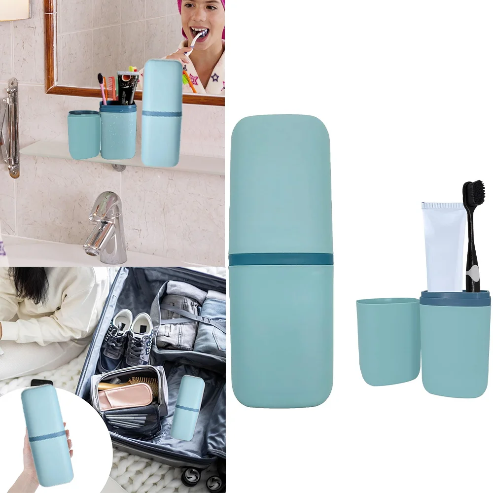 Portable Travel Toothbrush Box Toothbrush Case Toothbrush Storage Box Detachable Organizer Case Mouthwash Cup Travel Toothbrush Storage Box Butterfly Letter Pattern