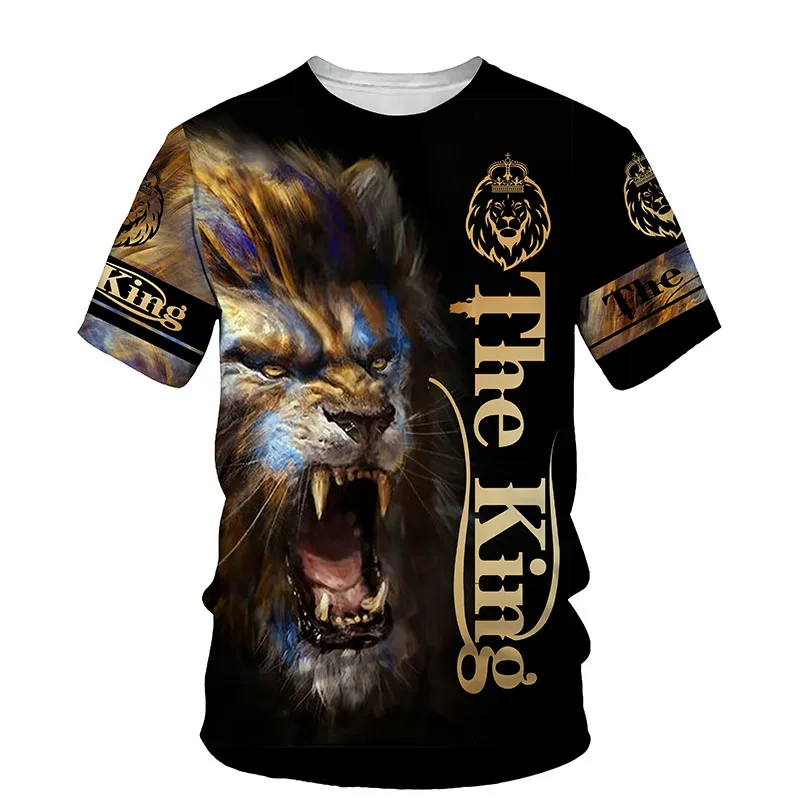 Lion 3D Printing T-shirt Personalized Customization High Quality Large Size Sports Casual Short Sleeve Summer Street Clothing