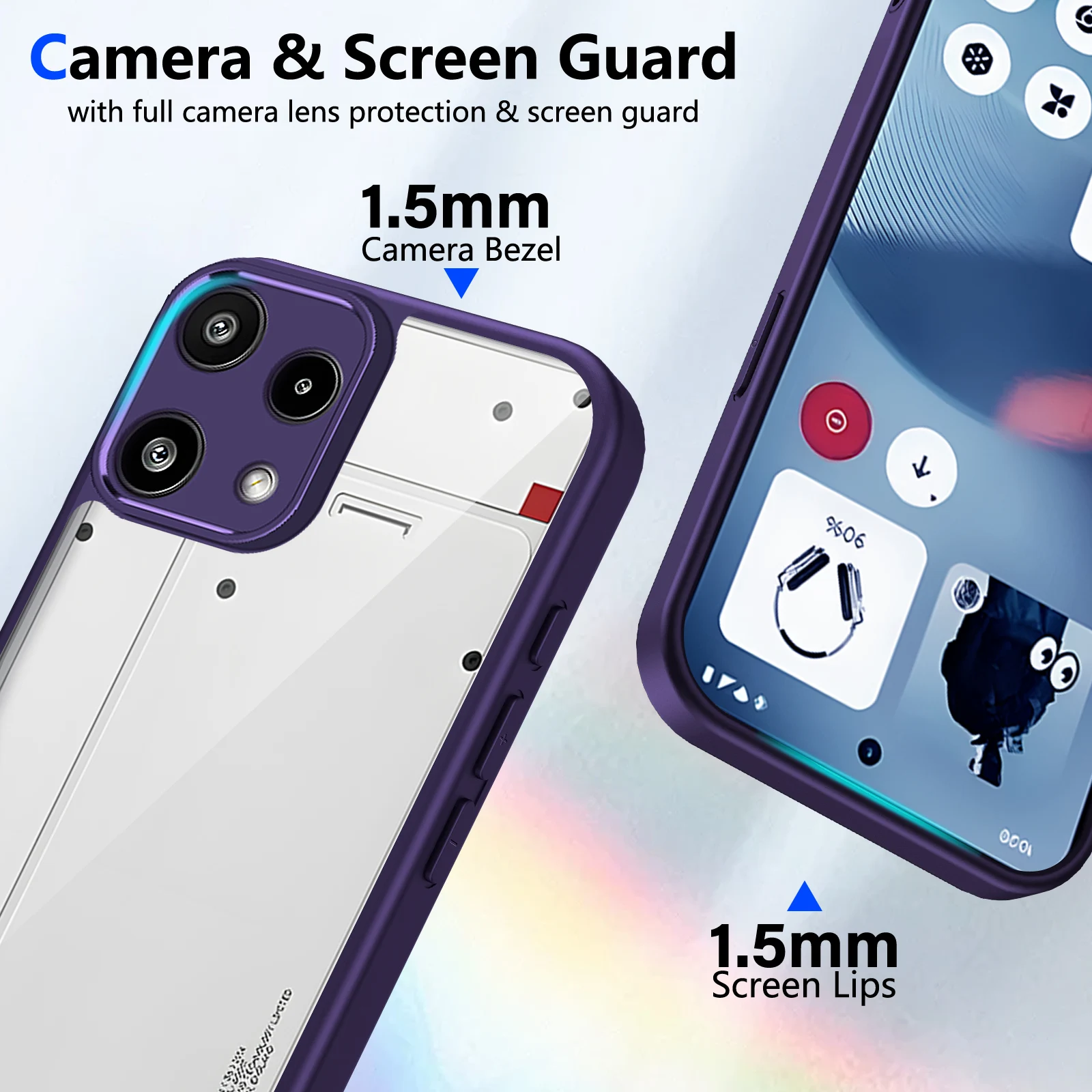 Nothing Phone 3A Lite Hülle, Luftkissen, stoßfest, Silikon-Stoßfänger, transparent, matt, Rückseite, Hartschale für Nothing Phone 3A Lite 5G – Detail 3