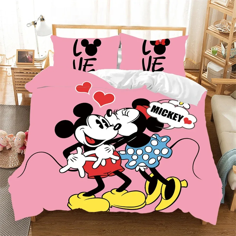 Disney-Mickey-Mouse-Bedding-Set-Cartoon-Minnie-and-Mickey-Quilt-Cover ...