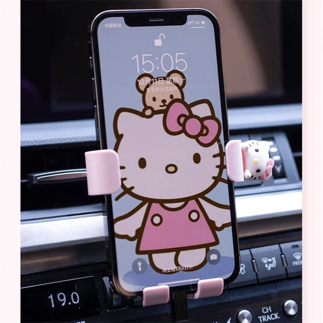 Adorable Hello Kitty Gravity Car Navigation Bracket: Pink Cartoon Mobile Phone Support 4