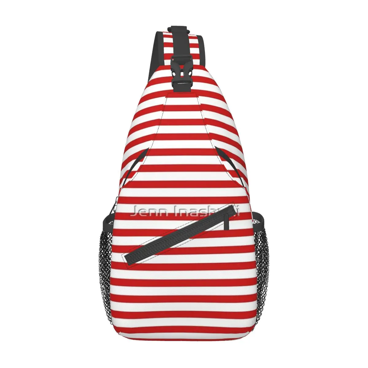 

Red And White Stripes Chest Bag Holiday With Zipper Mesh Bag Out Cross chest bag Multi-Style