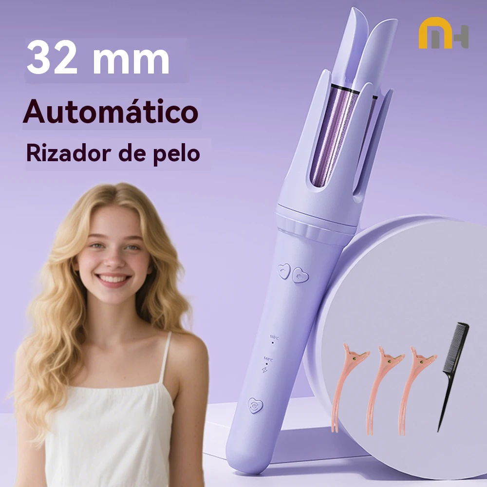 Rizador de pelo de 32mm, varita rizadora, pinzas rizadas profesionales, herramienta de estilismo de salón eléctrica de cerámica, plancha prensadora pequeña