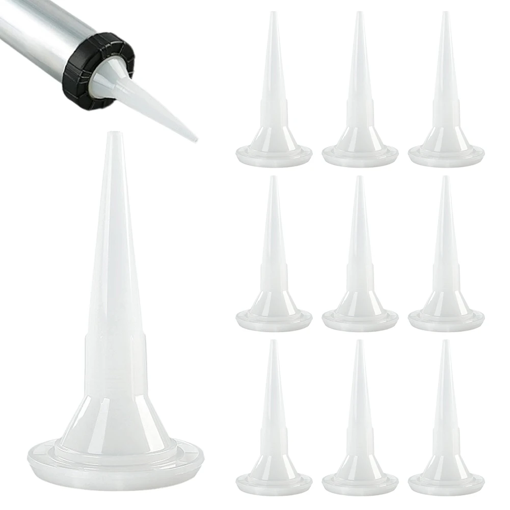 40-Pack Plastic Caulk Nozzle Extenders – Fits Sausage Caulking Guns, Easy To Use, White
