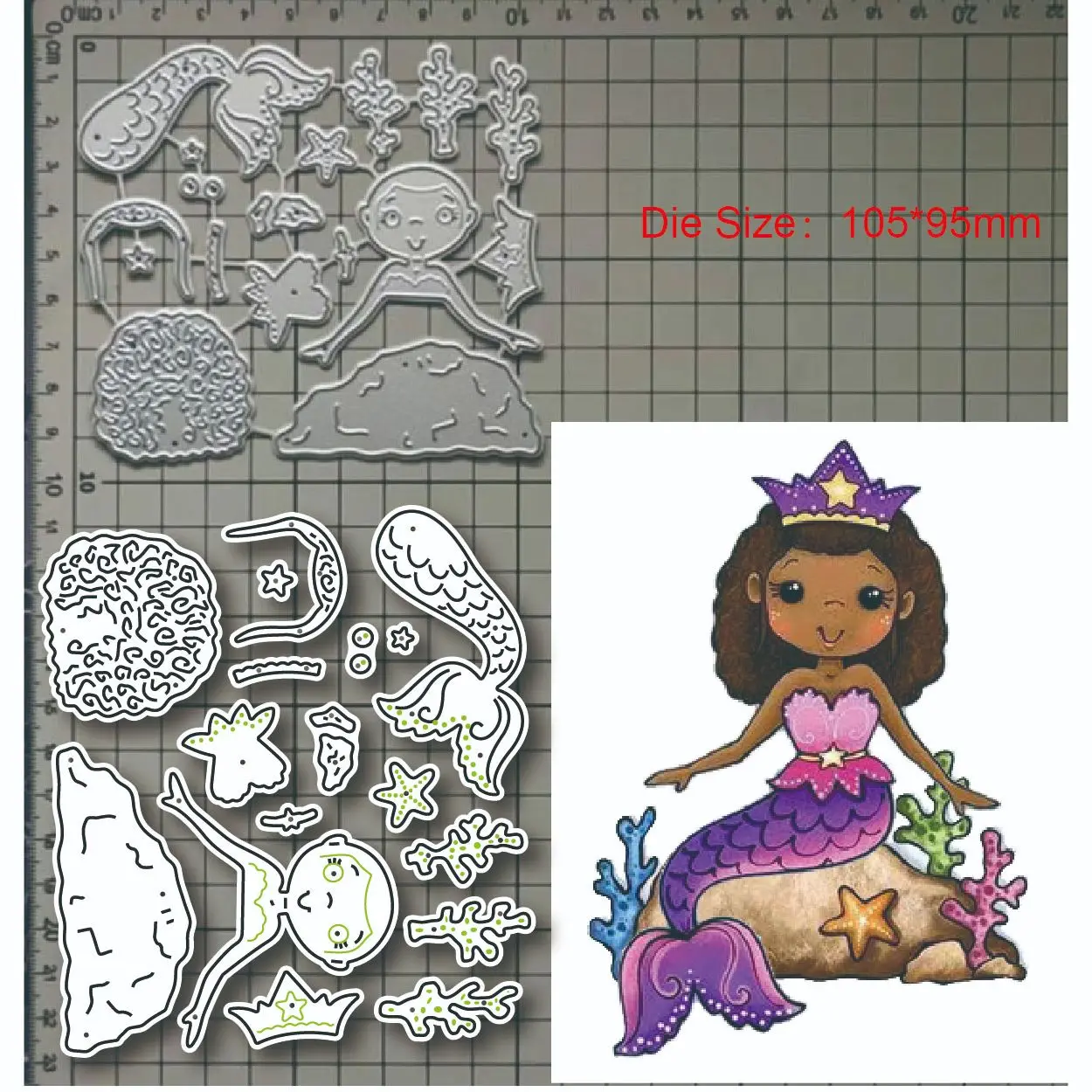 2023 New Metal Cutting Dies Beautiful Little Mermaid Decoration Scrapbook Paper Craft Knife Mold Blade Punch Stencil Dies