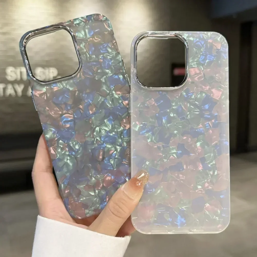 Роскошный глянцевый чехол Aurora с алмазным рисунком для iPhone 15 14 13 12 11 Pro Max X XR XS 7 8 Plus SE Laser IMD PC, Жесткий Чехол