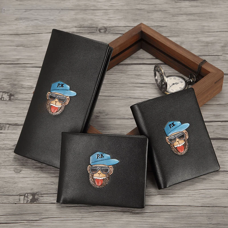 2022 new trendy brand wallet wallet leather men's authentic short card bag horizontal thin wallet boy's day gift  clutch purse