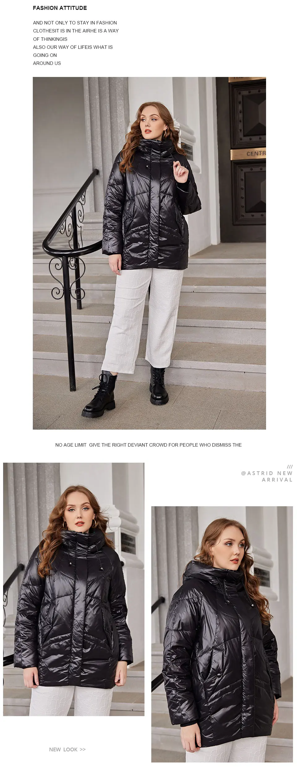 Astrid Down Jacket Female Winter 2022 Short Loose Casual Simple Design Contrast Color Stitching Hooded Women's Parka AR-E10345