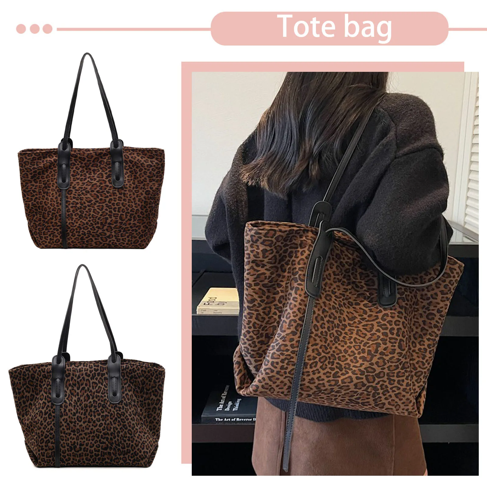 Cheetah Leopard Print Work Bag Large Capacity Travel Satchel Tote Purse Handbag for Women Travel Shopping & Daily Use