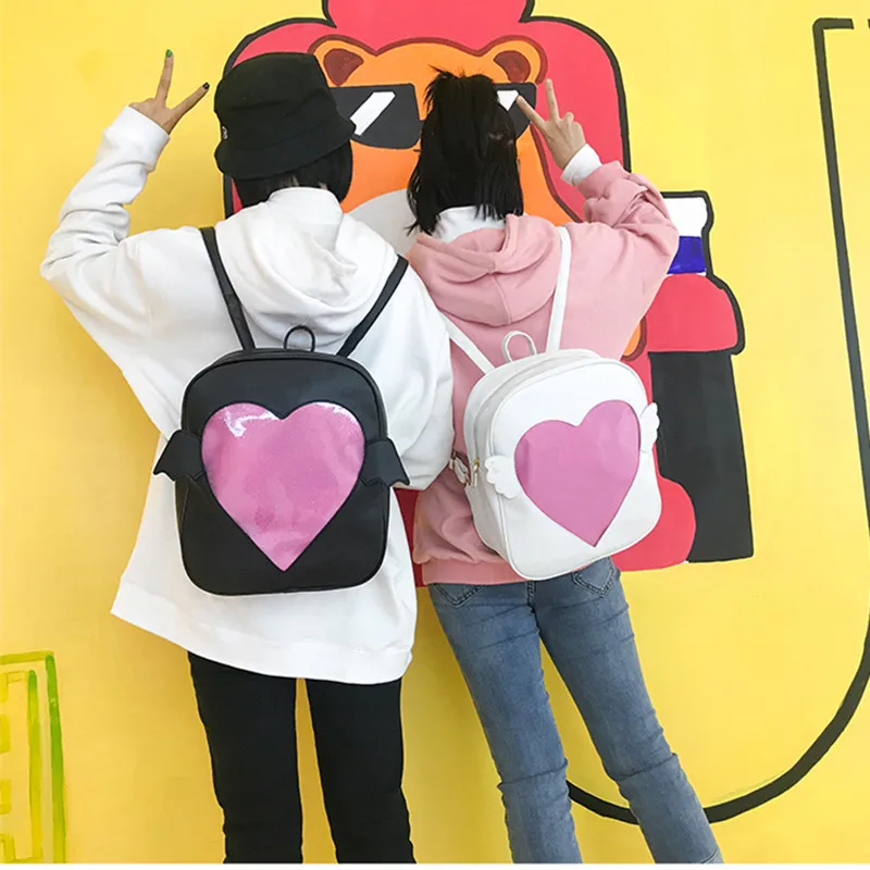 Блестящий прозрачный рюкзак Ita-Bag с откидным крылом, японские милые блестящие школьные сумки в стиле Харадзюку для девочек, подарок