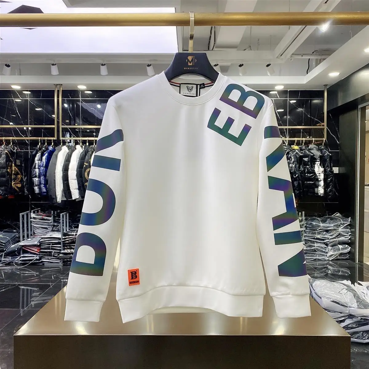 Men's Sweatshirt Spring and Autumn Round Neck Long Sleeve Fashion Colorful Letter Printing Thin hoodies