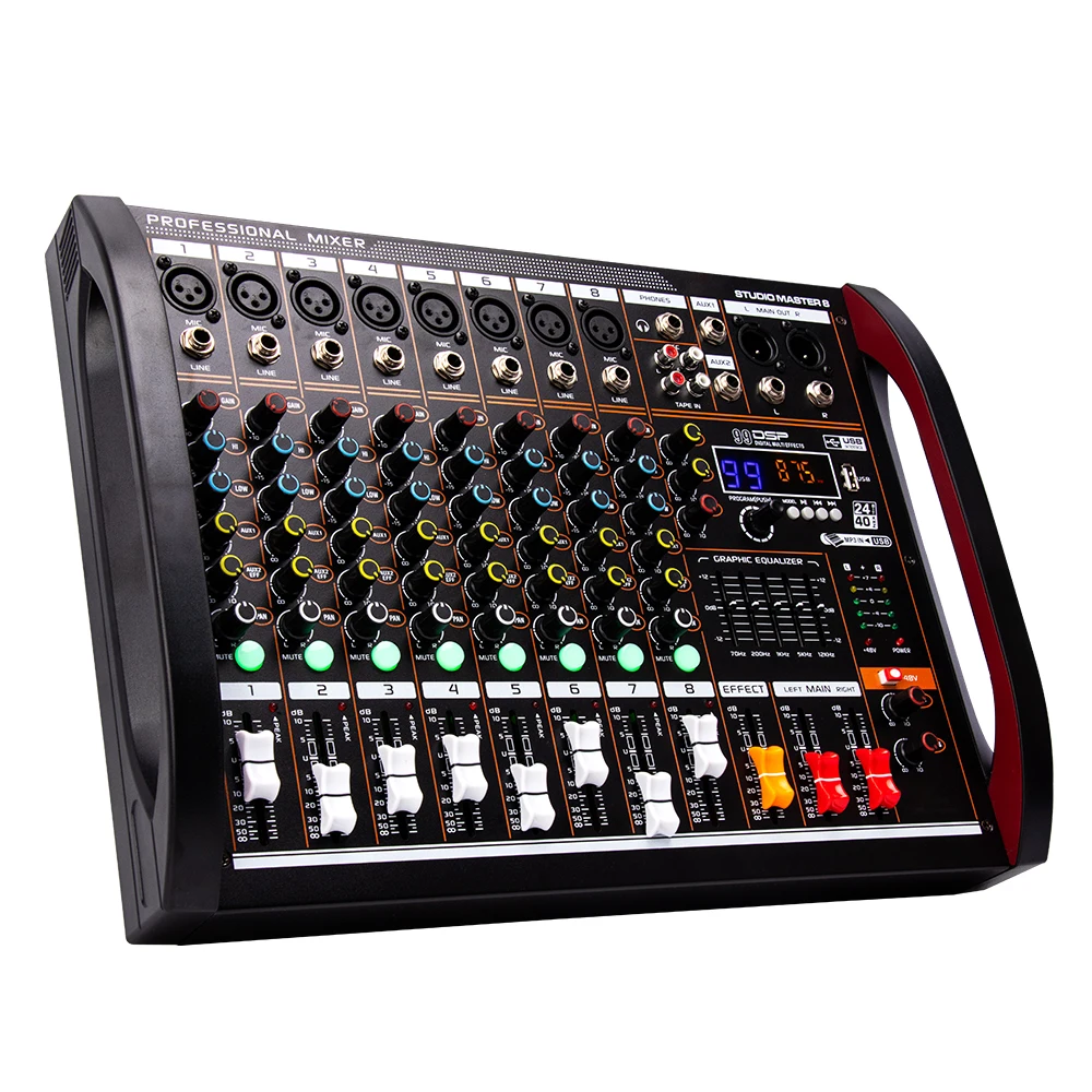 8 channel professional mixer mixing console 99DSP Bluetooth USB