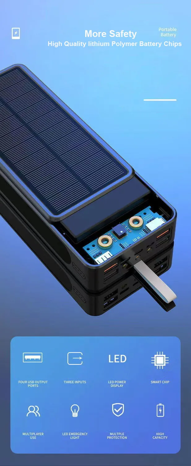 Bateria Externa 4USB, Lanterna SOS para Huawei,