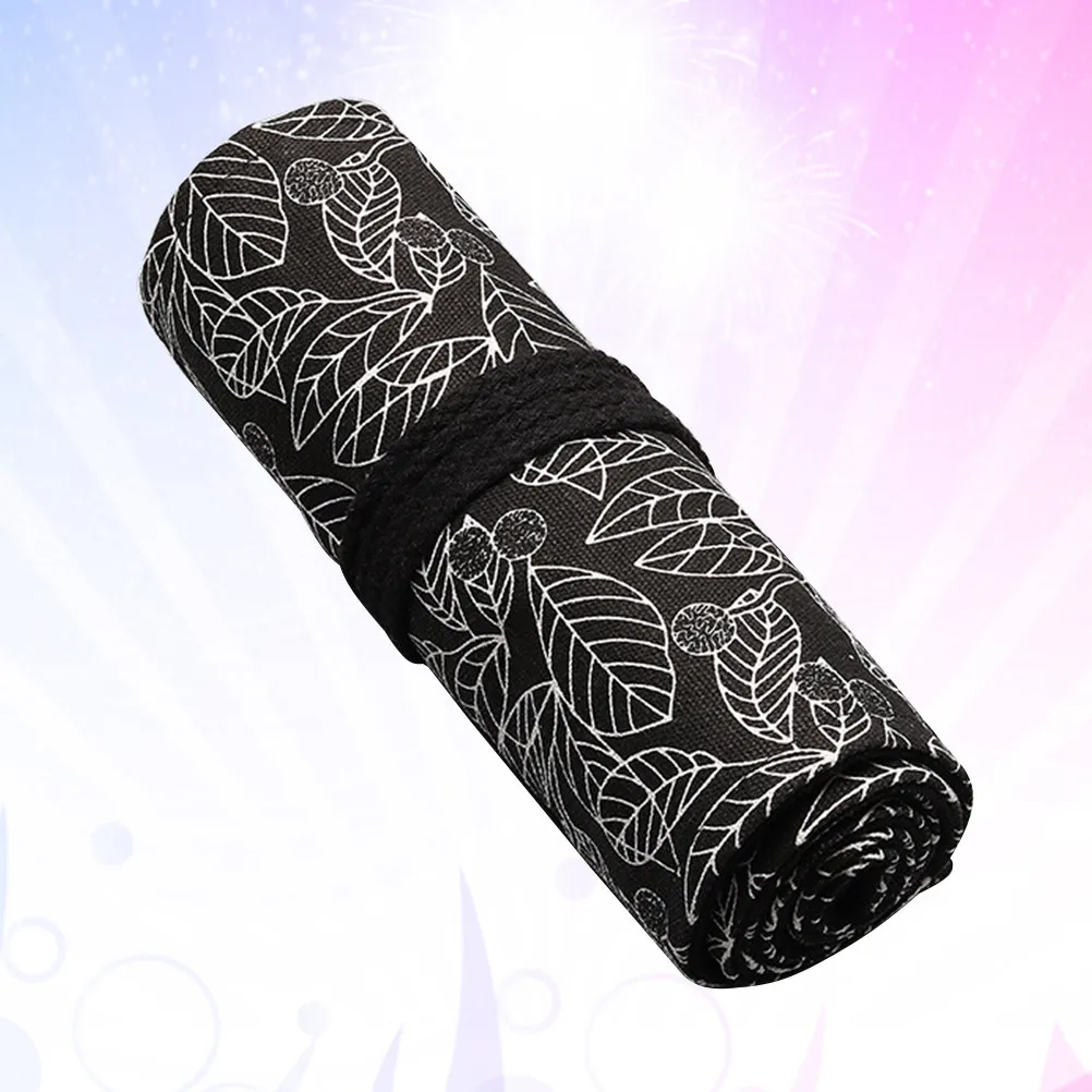 36 슬롯 스케치 연필 케이스, 휴대용 펜 보관을 위한 끈으로 묶는 롤형 캔버스 홀더, 아트 여행 가방