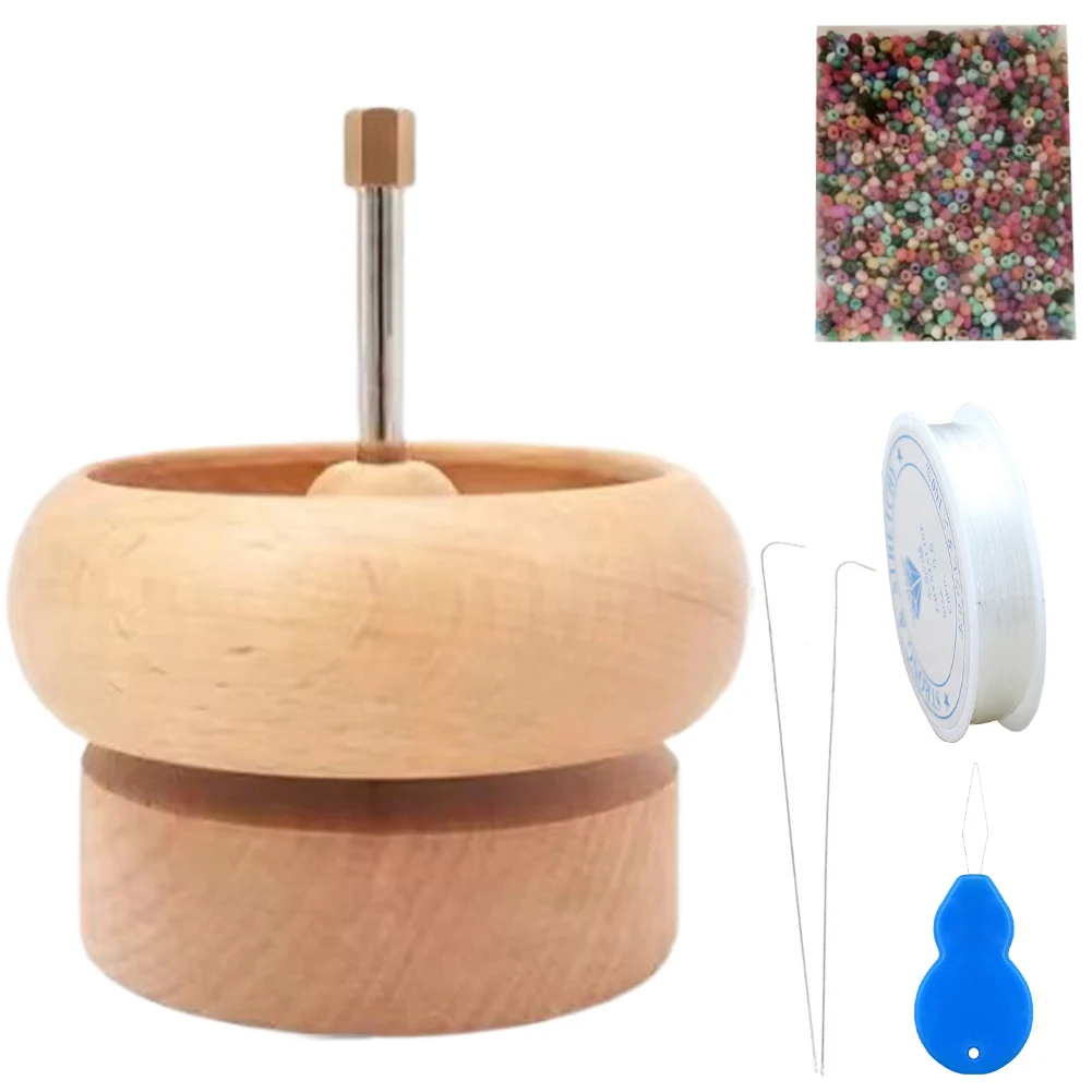 Wood Bead Spinner String Seed Beads Quickly Beading Bowl Loader Kit