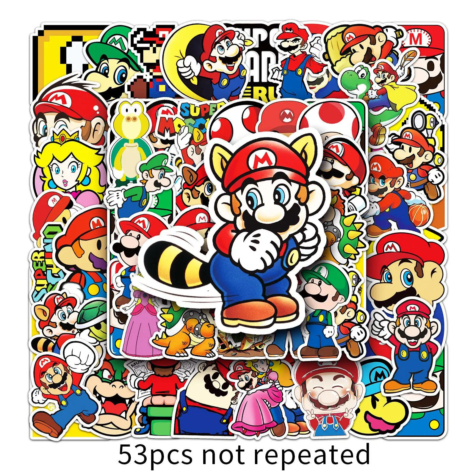 50Pcs Super Mario Stickers Mario Bros Luigi Yoshi Graffiti Waterproof  Sticker Toys for Kids on Laptop Skateboard Suitcase Bike - AliExpress