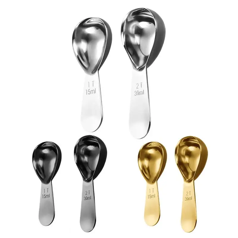 

Measuring Spoon Set Wooden Handle Stainless Steel Measuring Cups Spoons Baking Tools Coffee Bartending Scale Kitchen Accessories