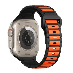 Premium Silicone Strap for Smartwatch - Versatile and Durable Band Replacement Bracelet (02 Orange black)