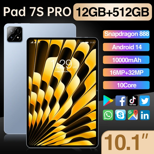 【Global Version 】2025 New Original Tablets Pad 7S Pro Android 14 16GB+1TB 10000mAh 5G Dual SIM Card WiFi GPS 10.1" HD 4K Tablet