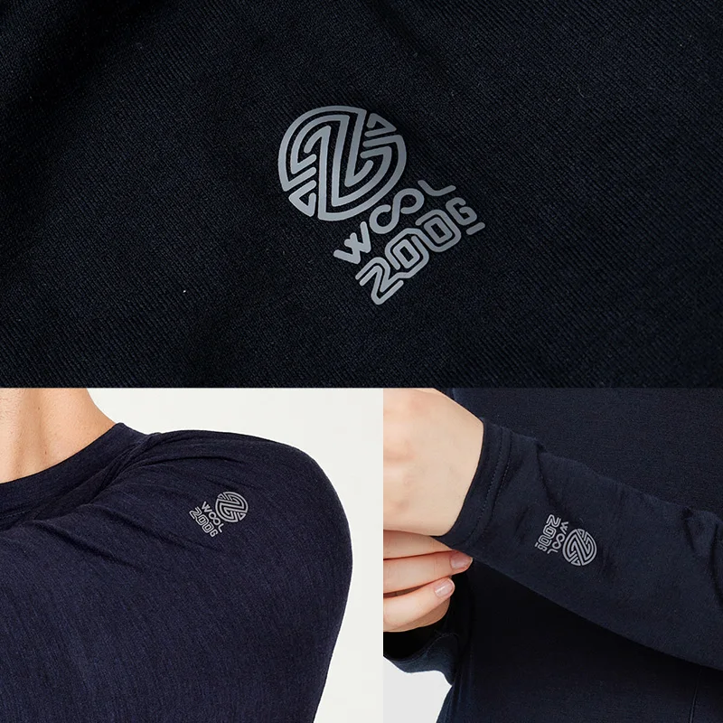ZEALWOOD Slim Fit 17.5μm Merino Wool Basic Layer Round Collar Mental's Women's Long Slevee T-shirt Sping and Autum Undershirts