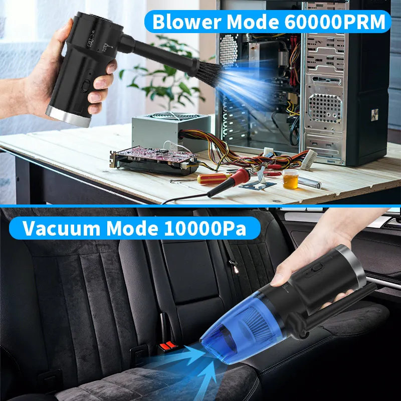 Wireless Vacuum Cleaner and Electric Compressed Air Duster 2 in 1Handheld USB charging for computer keyboard cleani
