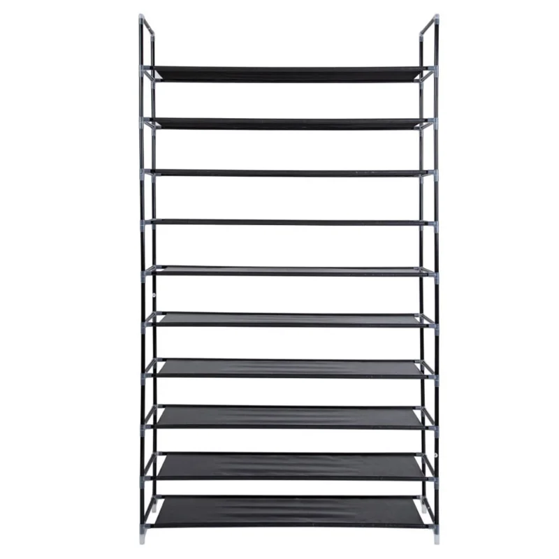 

10 Tiers Multi-layer Shoe Rack Non-woven Fabric Home Dormitory Space-Saving Shoe Racks Holder Assembly Shoe Cabinet Black