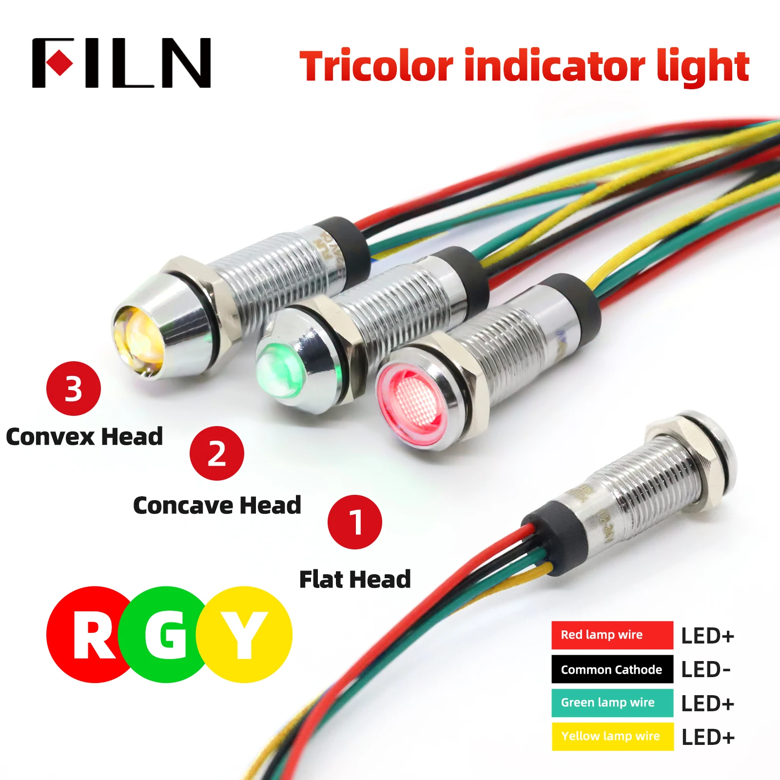 รูปสินค้า ไฟแสดงสถานะ LED ขนาด 8 มม. หลายสี สำหรับระบบไฟฟ้า