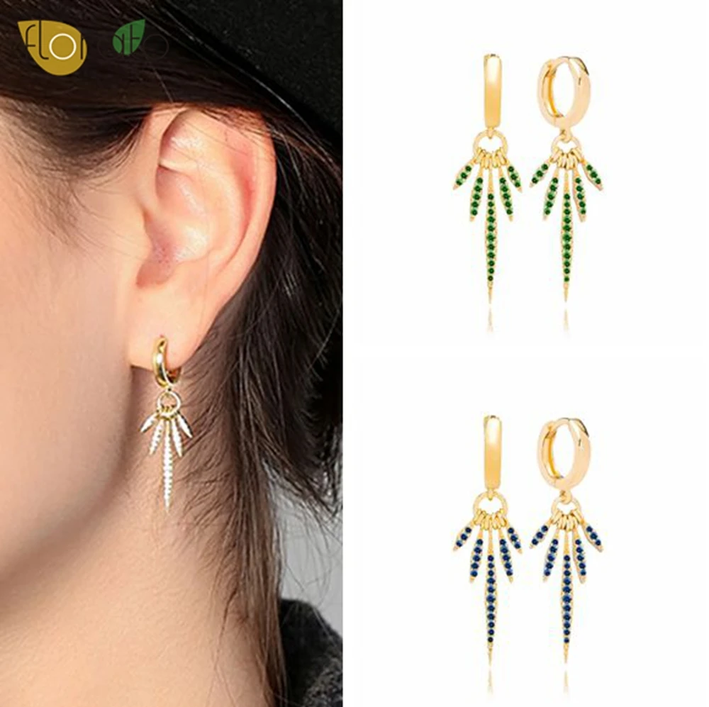 925 sterling silver earrings light luxury geometric shapecolorful zircon fashionable tassel style women's earrings party gift