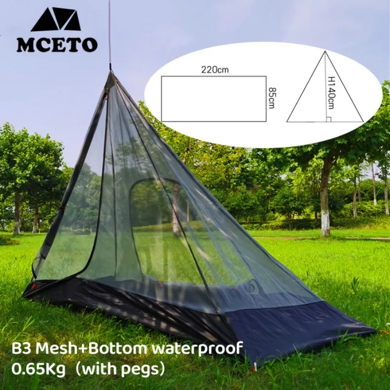 

MCETO Outdoor Pyramid Teepee 1 Man Mosquito net inner Mesh Tent without rod