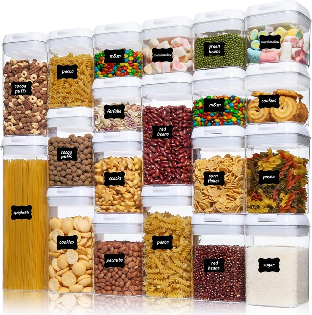 Food Storage Containers With Easy Lock Lids Plastic Cereal For Kitchen  Pantry Fresh New Clear Organization And Storage Jar - AliExpress