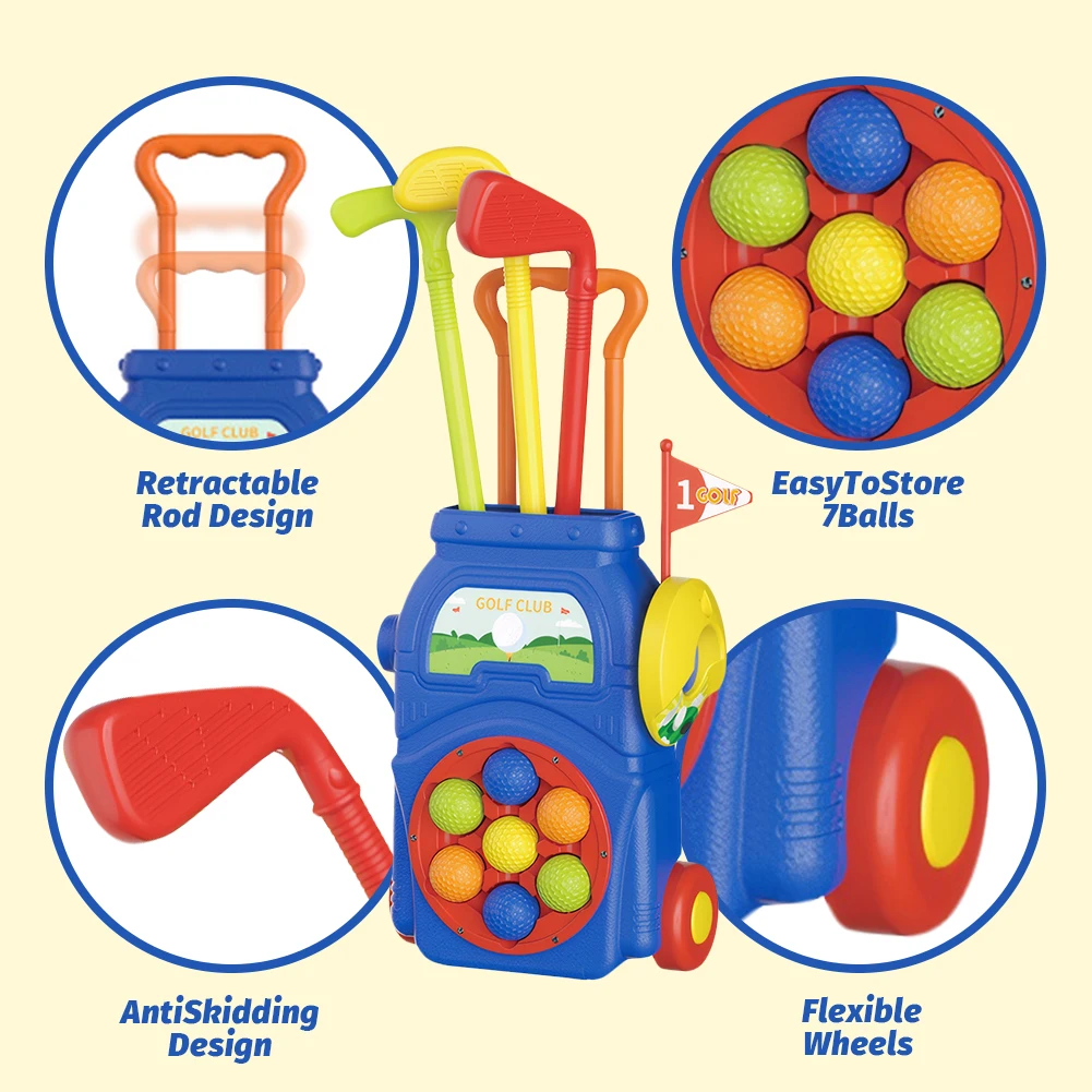 Kids Golf Set Includes 4 Golf Clubs 7 Golf Balls & Golf Cart Indoor and Outdoor Golf Toys Birthday Gift for 3/4/5/6 Year Old Kid: 3 - 5 Days Free Delivery Only UK