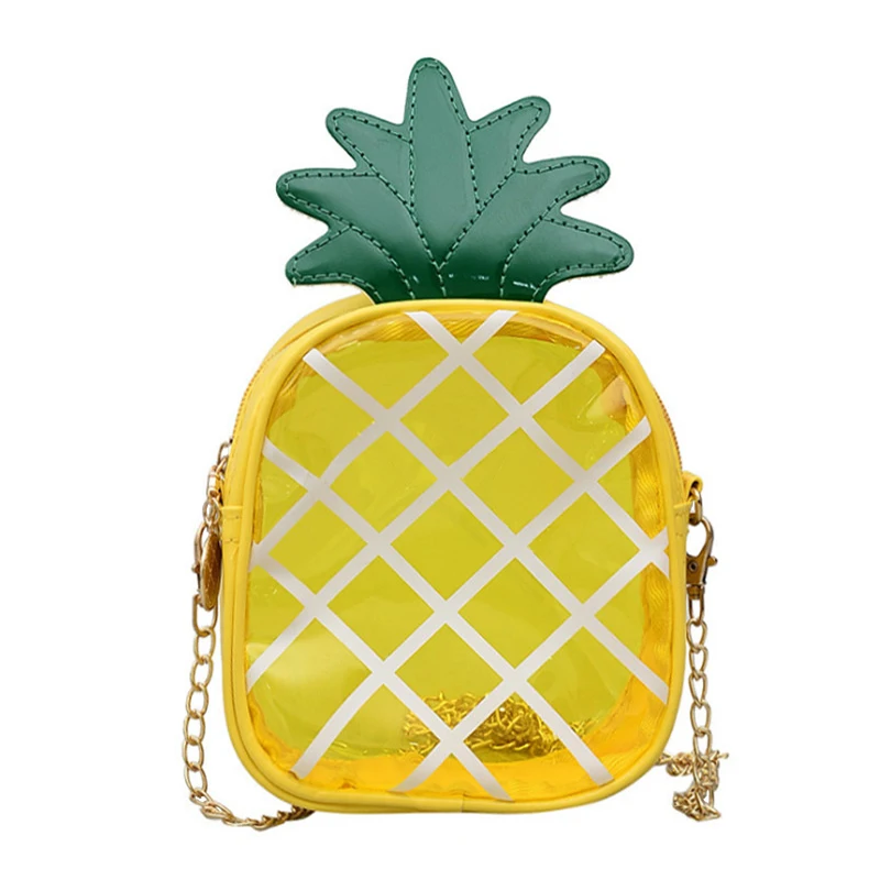 

2022 Summer Mini Pineapple Chain Single Shoulder Bag Fashion PVC Transparent Jelly Cross-body Bag Messenger Mobile Phone Bag