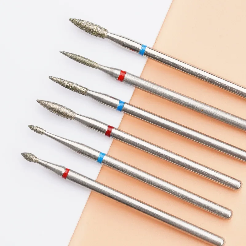 Description Picture 3 of itemFine Diamond Nail Drill Bits Flame Shape Russian Mills Cuticle Clean Burr Electric Manicure Drills Nails Accessories