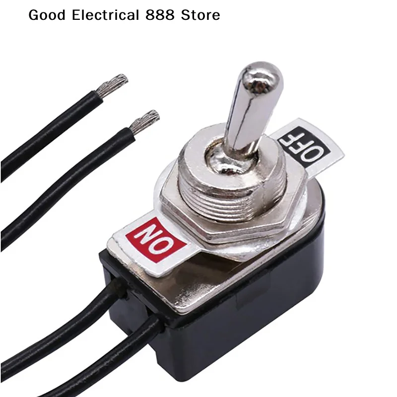 【GE】1Pcs AC250V 3A On/Off 사전 배선된 표준 토글 스위치(와이어 케이블 포함) KNS-1 SPST 접점 스위치 전기 장비