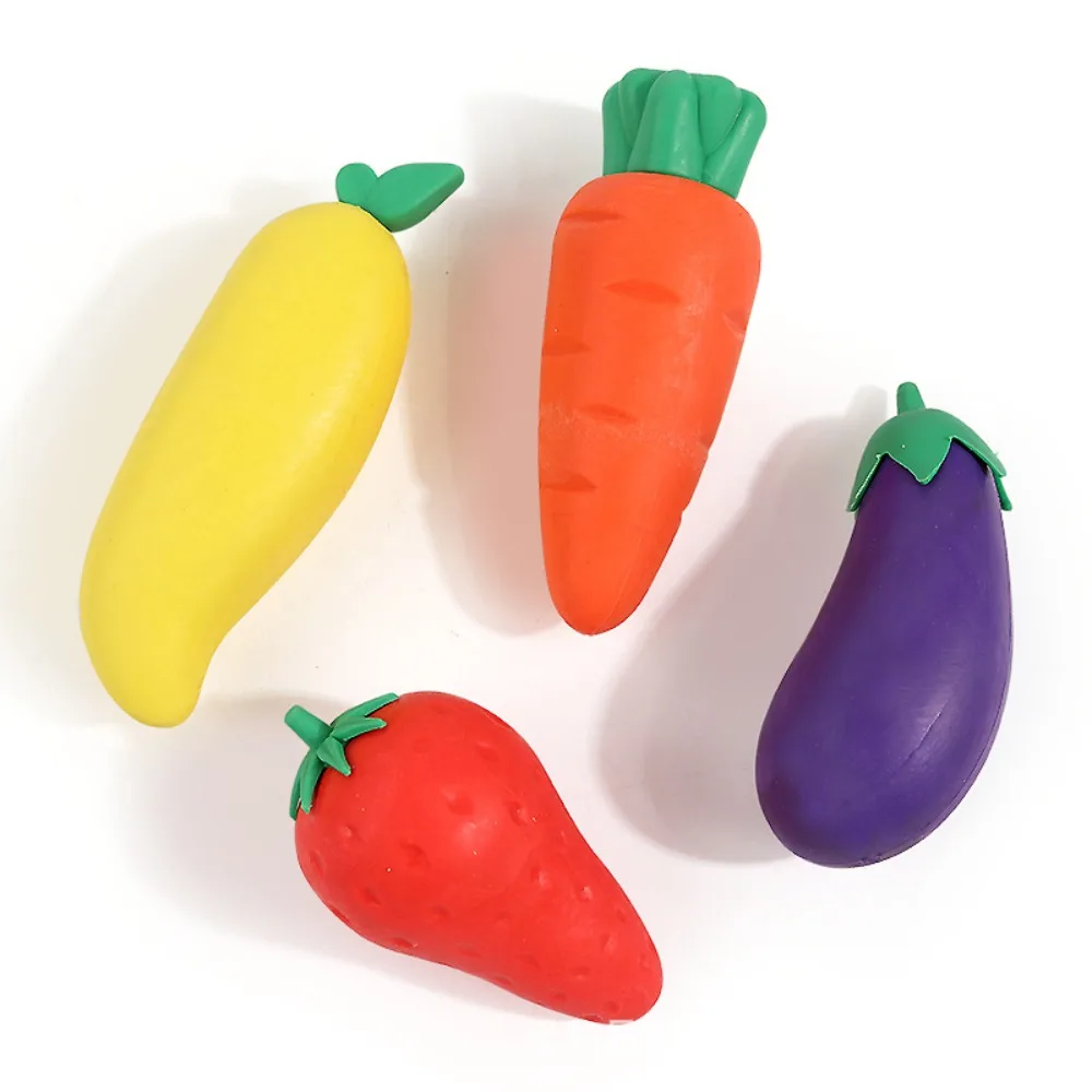 

3pcs Cute Strawberry Eggplant Carrot Jumbo Fruit Eraser Cartoon Large
