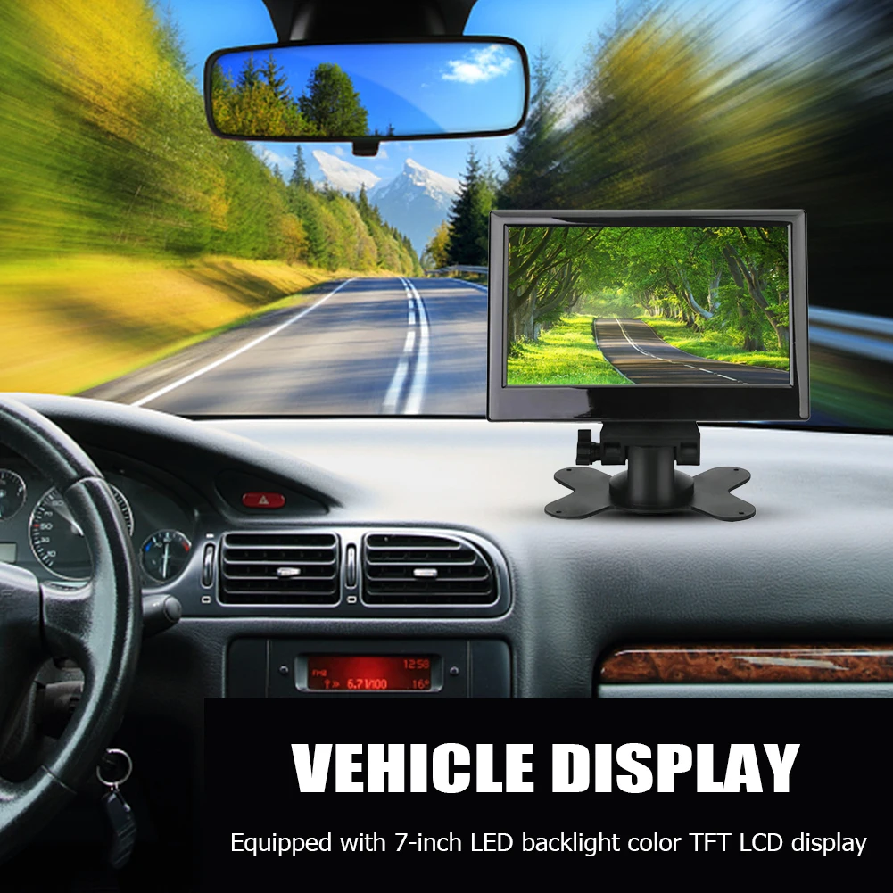 TFT LCD HD 스크린 접이식 주차 백업 자동차 모니터, 후방 카메라, 차량 주차용 8LED, 쉬운 설치, 7 인치