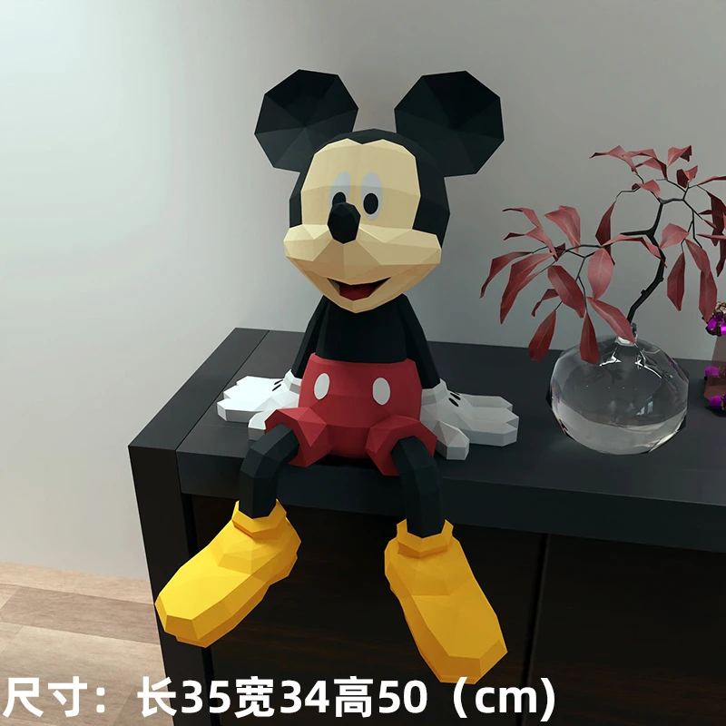 Mickey Mouse Donald Duck Paper Model Anime Figures Snoopy Stitch Winnie Hello Kitty Papercraft 3D DIY Handmade Toy MINISO Disney
